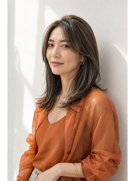 アッシュ 学芸大学店(Ash) セミロング/大人女性/モカベージュ/白髪ぼかしハイライト/脱白髪