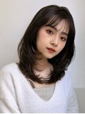 大人可愛い20代30代40代小顔内巻きレイヤー×ショコラアッシュ