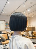 黒髪/切りっぱなし/丸みボブ/コンパクトボブ