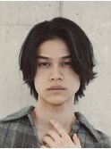 メンズミディアムパーマメンズボブウルフカットシャドウパーマ