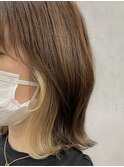 大人可愛いストレートくびれボブインナーカラー肩ライン外ハネ