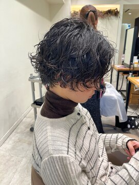 スタイル 茅ケ崎(STYLE) 【ハクラ】ハンサムショート パーマ 黒髪パーマ センターパート