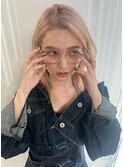 レイヤーカット×ベージュ