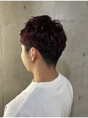 メンズショート×ブリーチカラー