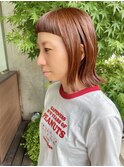 フレッシュなオン眉オレンジヘア