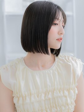 カバーヘア 上尾西口店(COVER HAIR) ★黒髪艶感ストレート切りっぱなし前下がりボブディ30代40代★1!
