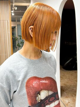 ムーン バイ ケンジ(moon by KENJE) hinari/ハイトーンボブ/ミニボブ/オレンジカラー