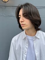 キュー(Cue_) メンズボブウルフロングレイヤーニュアンスパーマワックスなし
