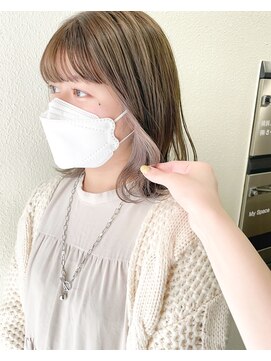 ヒビヲ(HIBIO) ダブルカラーベージュカラーハイトーンカラーケアブリーチボブ