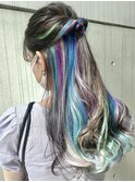 くるりんぱアレンジ くくって隠せるインナーカラー ハーフアップ