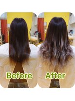 デュオヘアー エクステンションズ 新宿&nbsp;グレー系グラデーション風ロングヘアー♪♪♪