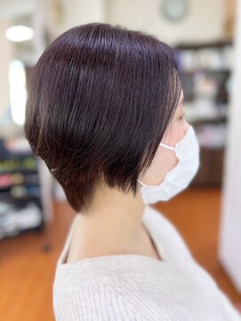 アークスヘアー 大人可愛いシアーピンク透明感丸みショート乾かすだけ