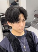 ソフトツイストパーマ刈り上げセンターパートマッシュパーマ