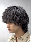 渋谷メンズミディアムパーママッシュウルフカットシャドウパーマ