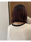 切りっぱなしボブ×ボルドーカラー