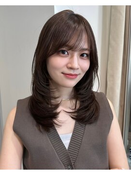 ノイカーム(noi Calm) 顔周りレイヤーカットグレージュカラーくびれボブベージュカラー