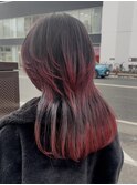 レッド×ブラック☆エンドカラー☆ケアブリーチ☆クラゲウルフ
