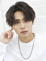 エイド 本店(aid) センターパートシャドウパーマ波巻きスパイラルアップバング