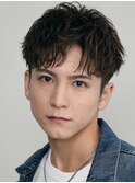 渋谷シャドウパーマルーズショート波巻きスパイラルメンズカット