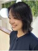 ◎耳かけグレージュくびれミディアムボブ似合わせ前髪