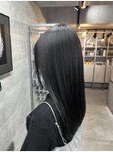 髪質改善ストレート/髪質改善/縮毛矯正/ネイビー/ミディアム