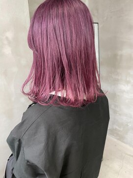 テトヘアー(teto hair) ピンクパープル紫ロブハイトーンブリーチカラー