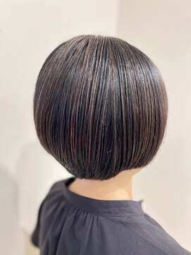 ヘアーデェカラー(hair de KOLOR) 【つくば】白髪ぼかしハイライト×丸みボブ　30代40代50代