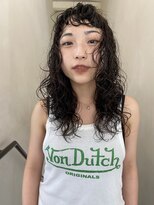 サロウィン 那覇店(SALOWIN)&nbsp;黒髪レイヤーロングパーマ顔まわりカット似合わせウェーブ