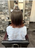 デザインカラー毛先オレンジ_切りっぱなし外ハネボブ_230