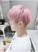 ピンクカラー 韓国マッシュ シルバーカラーマッシュショート