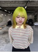 ★美髪イエローグリーンイエローカラーハイトンカラー