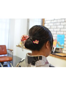 お着物低めシニヨンヘアセット