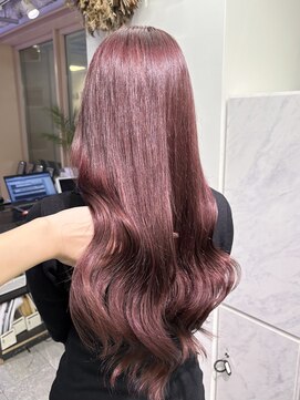 グロウ 渋谷(grow) エクステつけたままカラーでワインレッド
