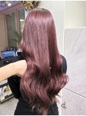 エクステつけたままカラーでワインレッド