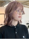 栄小顔丸みボブミルクティーベージュ