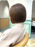 モカブラウン切りっぱなしボブ