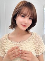 La fith hair link 瓢箪山店【ラフィス ヘアー リンク】【8月29日OPEN（予定）】&nbsp;【La fith】外ハネボブ×ブリーチなし×ヘーゼルブラウン