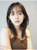 ミディアムレイヤーカットボブウルフ/10代20代/インナーカラー