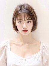 ダブルバイグリッター(W by GRITTERs) ミルクティーブラウン ショートボブ 透明感 前髪カット 艶髪