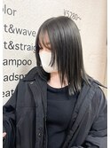 札幌ミディアムボブ　　顔まわり　ダークカラー