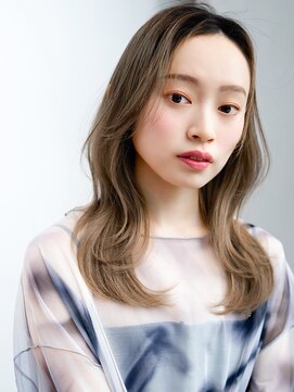 エインアンリー 表参道(AIN.ANLY.) 長めバングオリーブベージュデザインカラーWカラーウルフパーマ