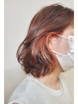 松本平太郎美容室 国立店 レイヤーボブ×ピンク×イヤリングカラー/30代40代50代60代