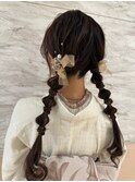 着物　ヘアセット　ロング　学割　編み下ろし　ツイン　大阪