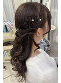 編み込みハーフアップ/梅田ヘアセット