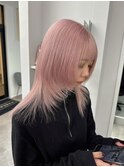 20代30代大人可愛いシアーピンク透明感艶ストレート