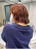 【 sayaca 】ブリーチなしダブルカラー オレンジカラー ボブ