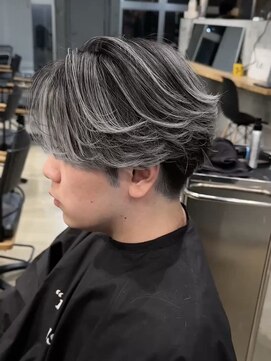 ネハス(nehus.) メンズバレイヤージュ/フェザーパーマ/グレー/ブルーカラー