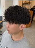 栃木緩め波巻きパーマシャドウパーマメンズマッシュウルフカット