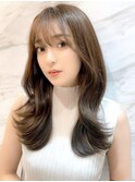 髪質改善縮毛矯正レイヤーカット顔周り前髪韓国ミニウルフ/横浜