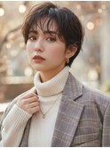 大人可愛い20代30代40代小顔ハンサムショート丸み前下がり
